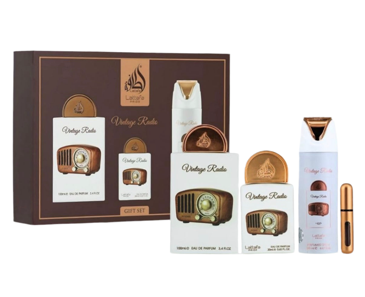 Vintage Radio 3Pc Gift Set EDP Perfume By Lattafa Pride