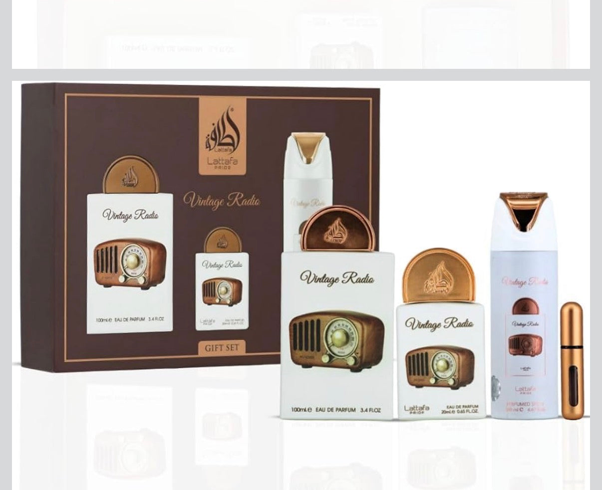 Vintage Radio 3Pc Gift Set EDP Perfume By Lattafa Pride