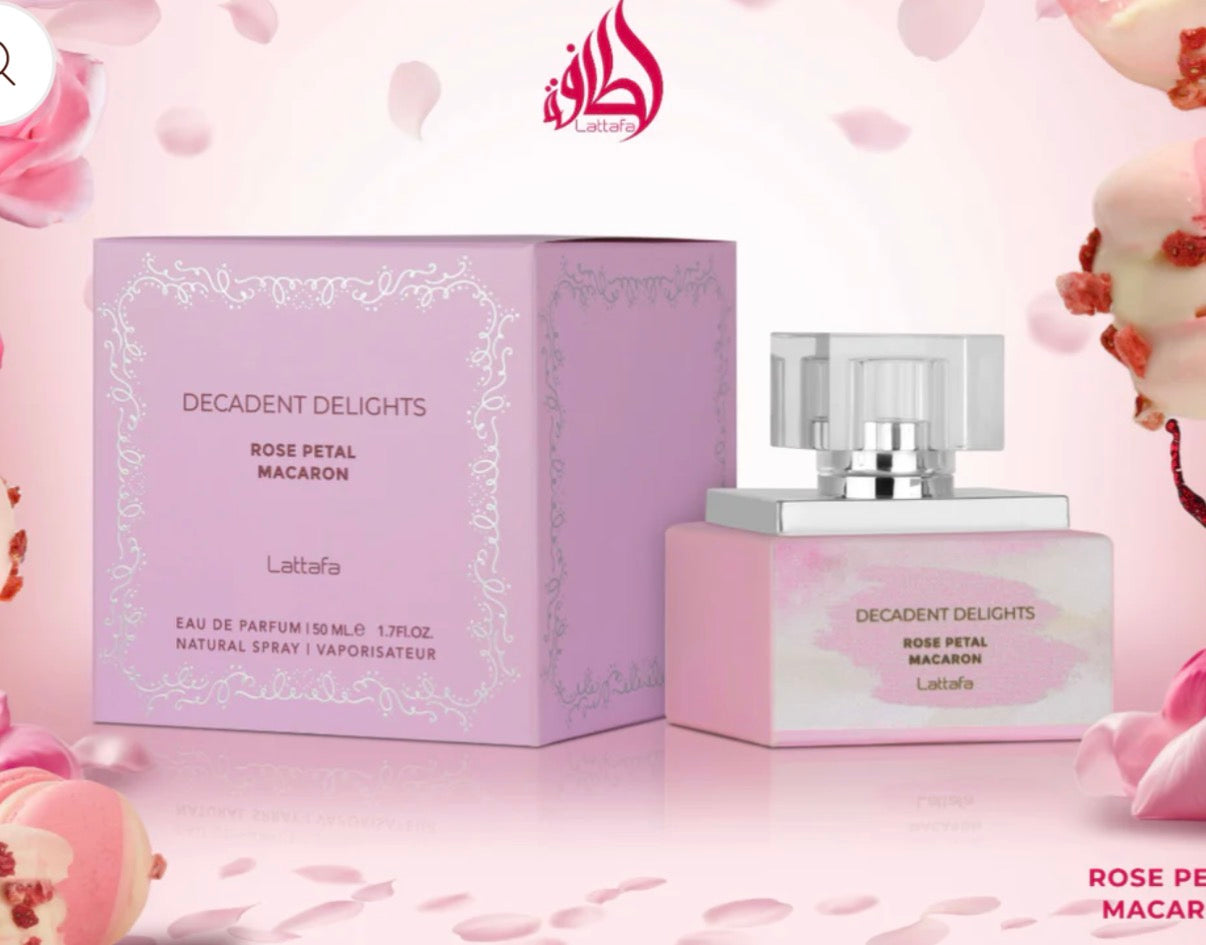 Decadent Delights Rose Petal Macaron EDP Perfume By Lattafa 1.7oz / 50ml